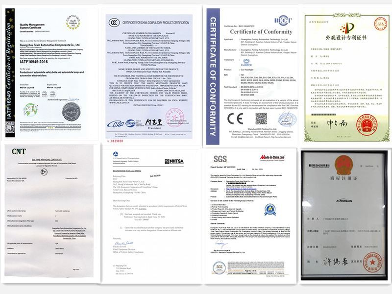 LEXUS ES250 seat belt Certifications